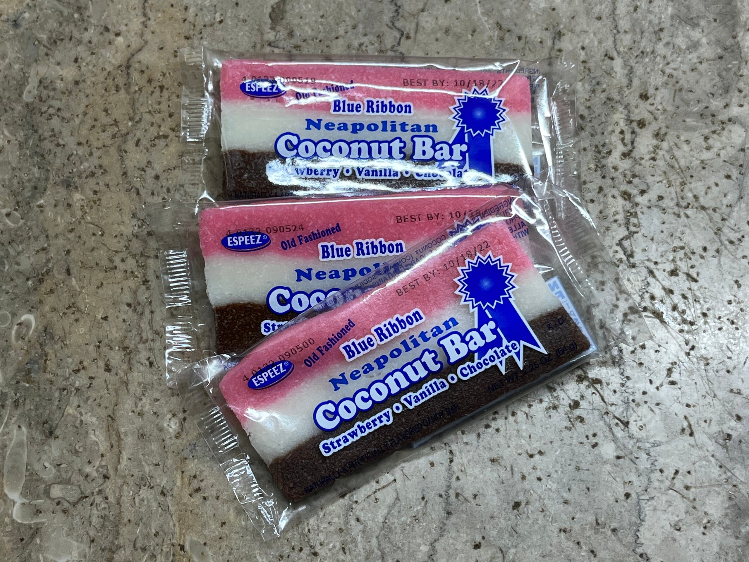Neapolitan Coconut Slice Candy Bars - By The Piece
